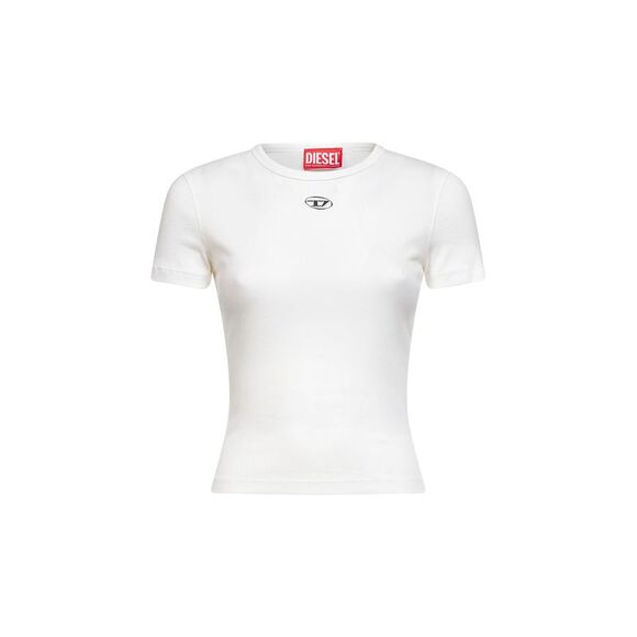 Diesel Women White Ribbed Stretch Jersey T-Ele-Long-Od T-Shirt